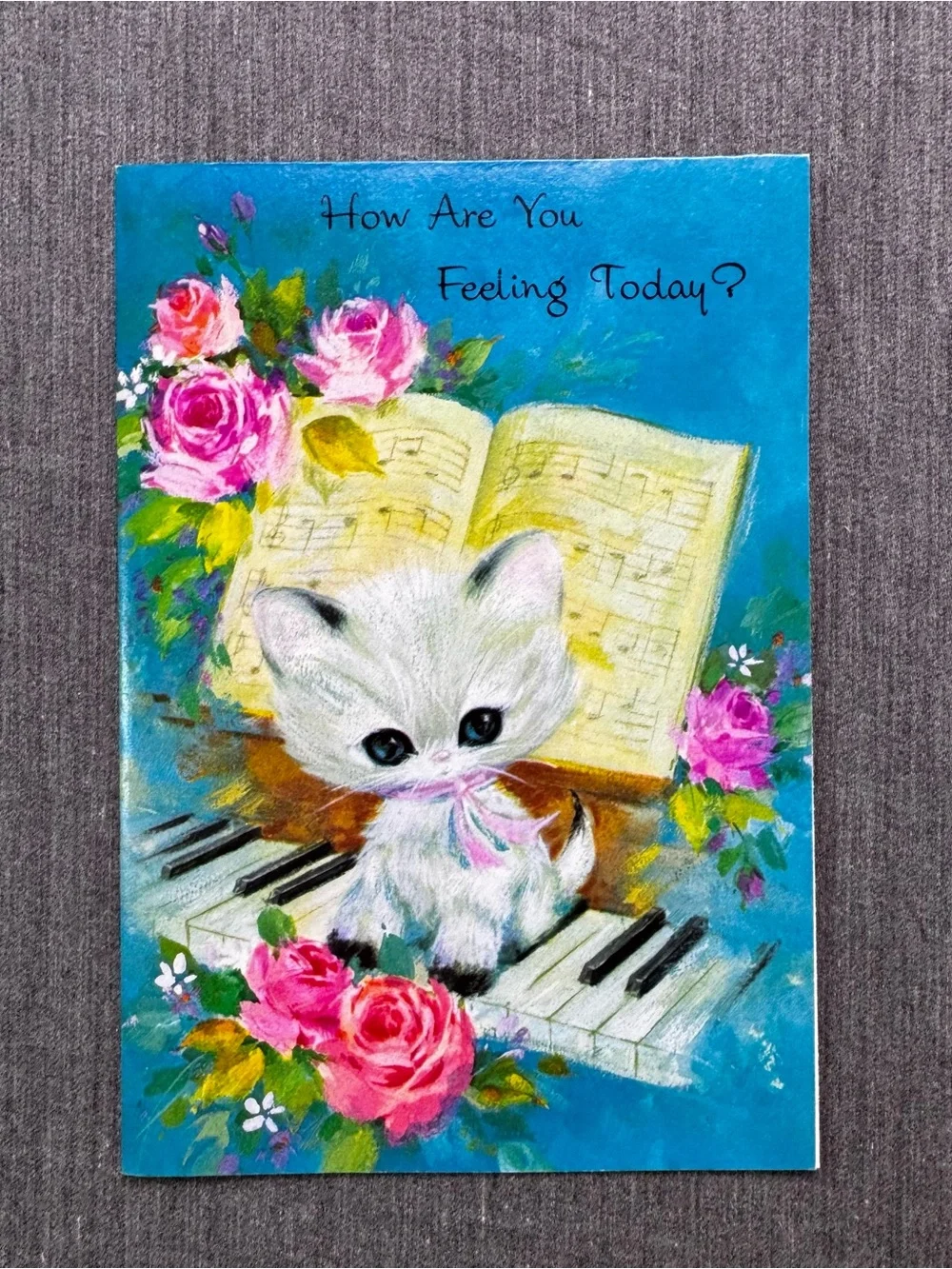 3 Vintage Get Well Soon Greeting Cards Unused 1960s 1970s Cute Kittens Pansy